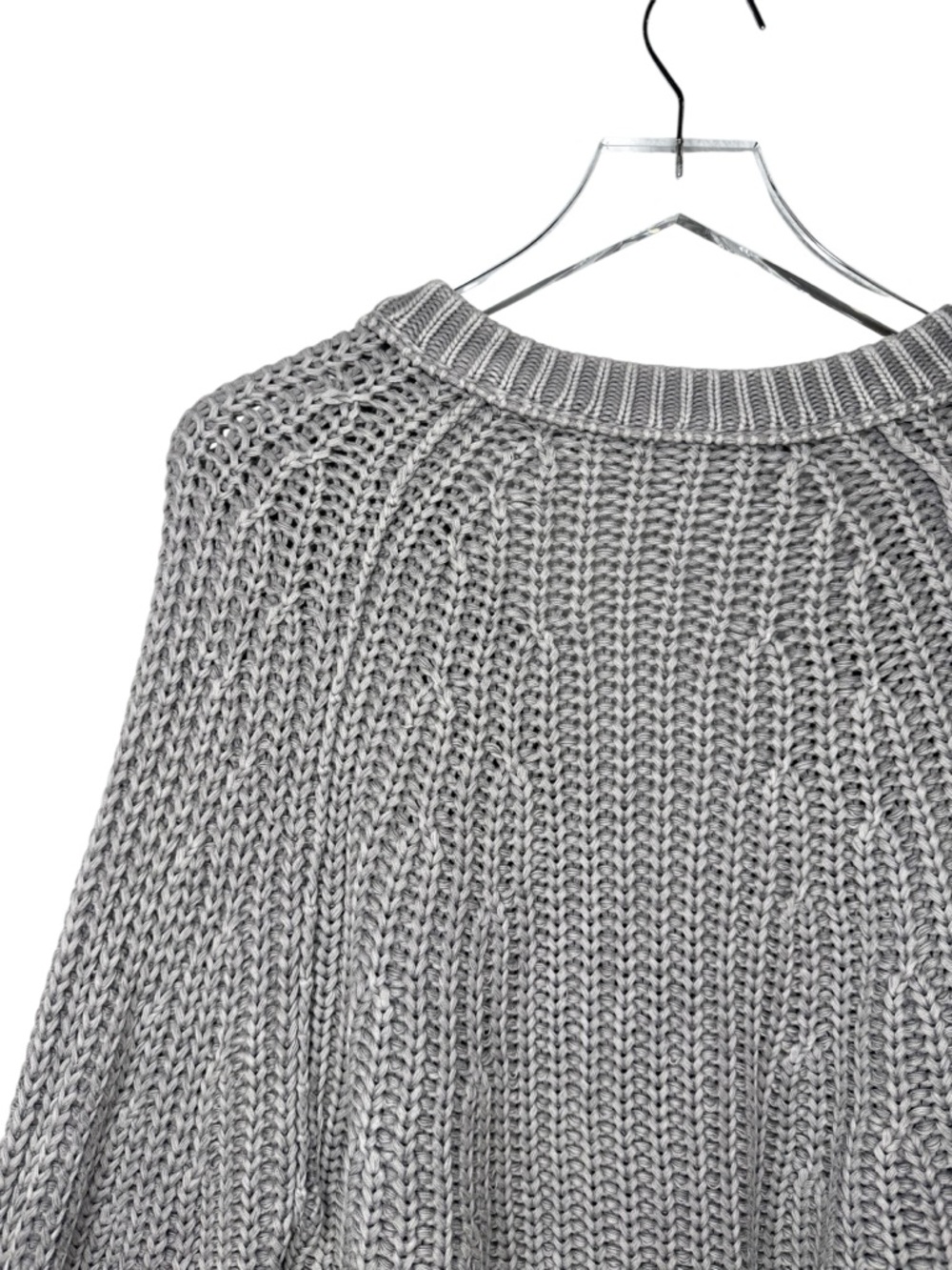 Free People Sweet Nothing Gray Chunky Women’s Cropped Cardigan Sweater Sz L - Picture 13 of 13